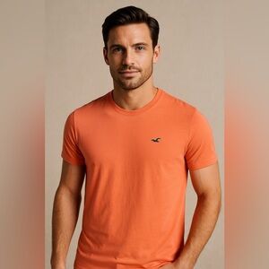 🦅Hollister Co. Men's Orange and Pink Shirt 🌟